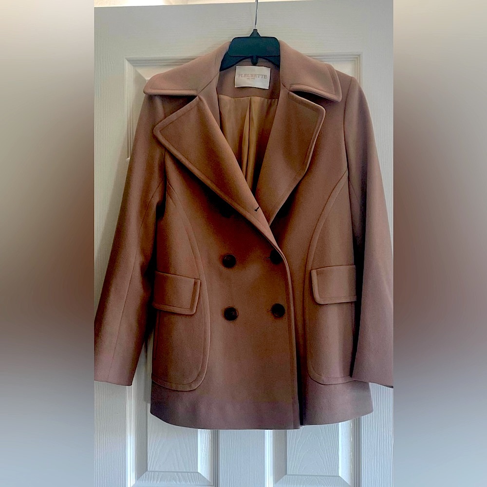 Double breasted camel color coat